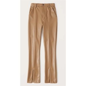 Abercrombie & Fitch the skinny ultra high rise Vegan Leather Split-Hem pants